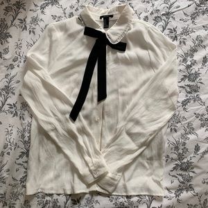 Forever21 Bow Neck Tie Blouse
